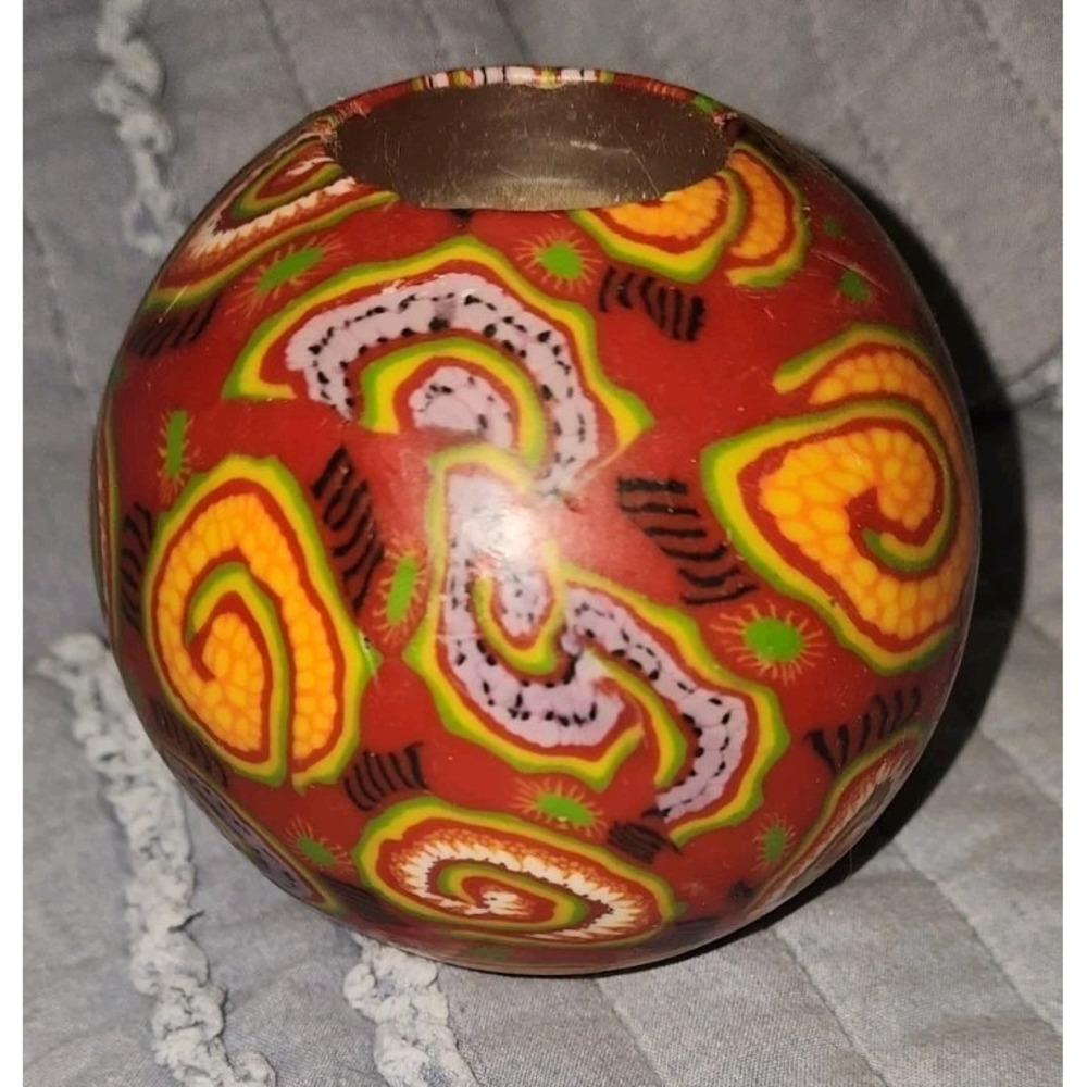 Vintage Collectible Candle Lifeline  Round Ball Psychedelic Color Retro   Y2k